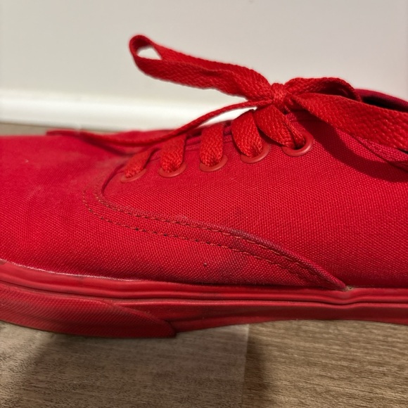 Vans Authentic Red Canvas Skate Shoes Men 12 US - Picture 3 of 7